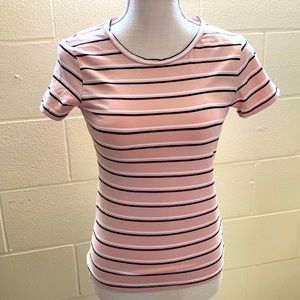 Pale Pink Striped Divided H&M Ladies T-shirt